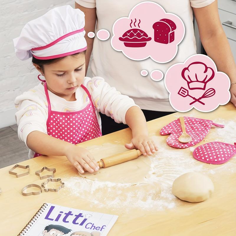 11pcs Children Kitchen Toy Set Girl Cooking Tools Pink Apron