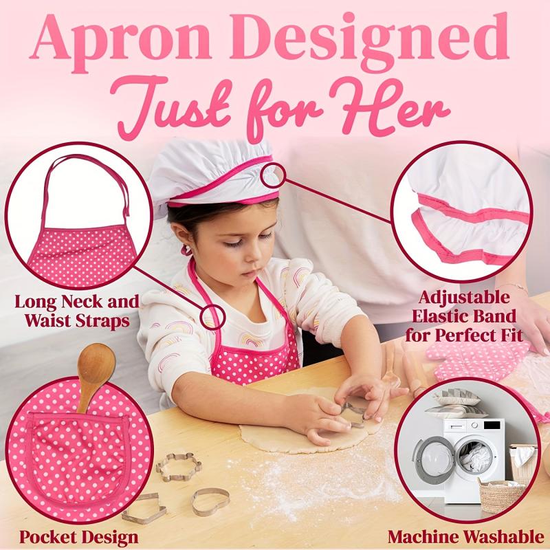 11pcs Children Kitchen Toy Set Girl Cooking Tools Pink Apron