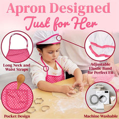 11pcs Children Kitchen Toy Set Girl Cooking Tools Pink Apron