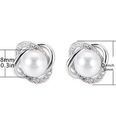 Zircon Stud Earrings Faux Pearl Inlay 1Pair