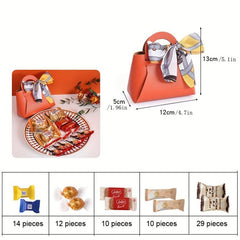4pcs Leather Gift Bags Bow Ribbon Wrapping Bags Wedding Gift Distributing Bags