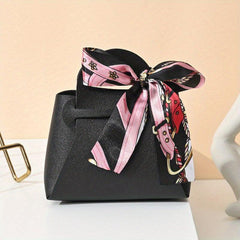 4pcs Leather Gift Bags Bow Ribbon Wrapping Bags Wedding Gift Distributing Bags