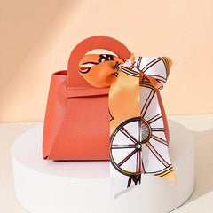 4pcs Leather Gift Bags Bow Ribbon Wrapping Bags Wedding Gift Distributing Bags