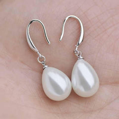 Red Faux Pearl Pendant Earrings Long Earrings Vintage Party Jewelry