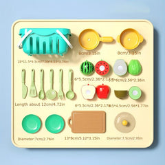 17 Piece Pretend Play Food Set for Kitchen & Cutting Skills