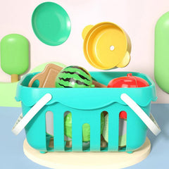 17 Piece Pretend Play Food Set for Kitchen & Cutting Skills