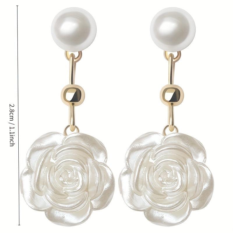Fairy Camellia Pearl Earrings Mori Sweet Retro Niche Stud Earrings