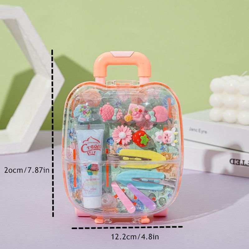 Princess Luggage & Hair Accessories Set DIY Hair Clips Jewelry Box