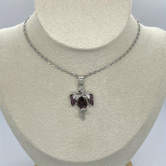 Flying Dragon Purple Zircon Pendant Necklace Fantasy Animal Jewelry