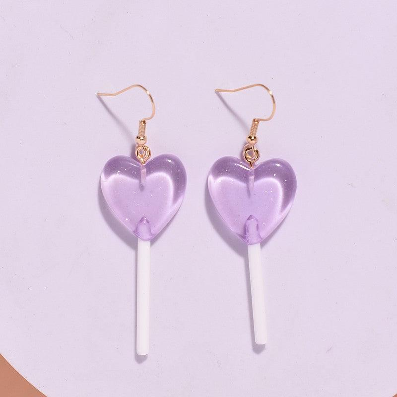 Heart Lollipop Earrings Long Ear Jewelry Party Birthday Gift