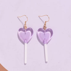 Heart Lollipop Earrings Long Ear Jewelry Party Birthday Gift