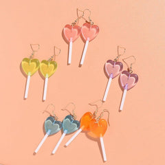 Heart Lollipop Earrings Long Ear Jewelry Party Birthday Gift