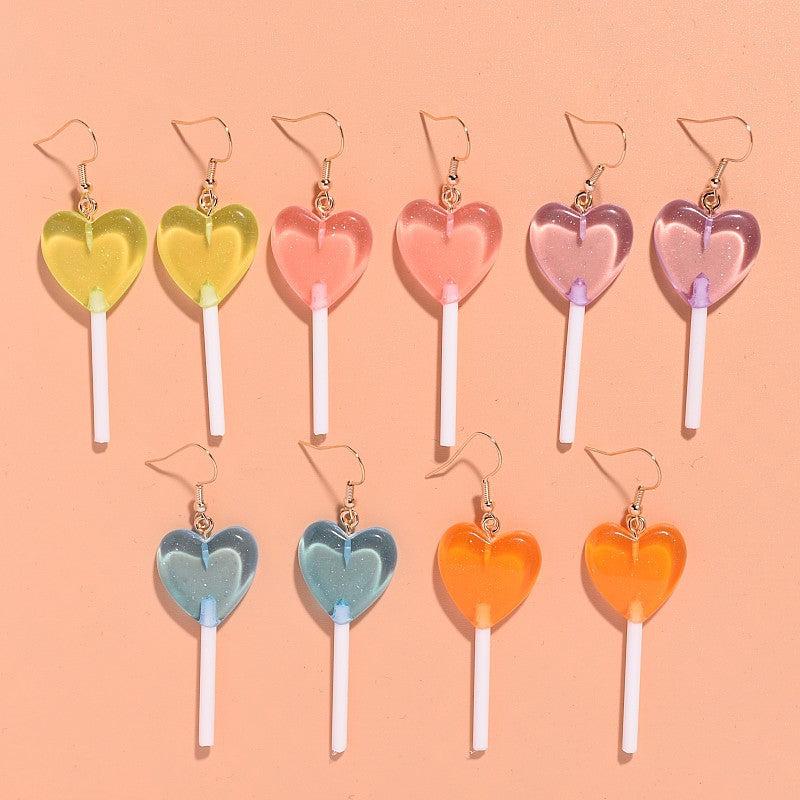 Heart Lollipop Earrings Long Ear Jewelry Party Birthday Gift