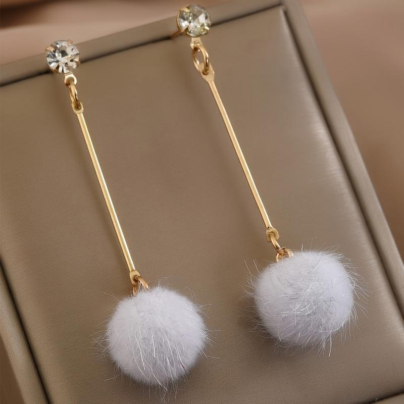 Plush Ball Earrings Party Jewelry Birthday Gift