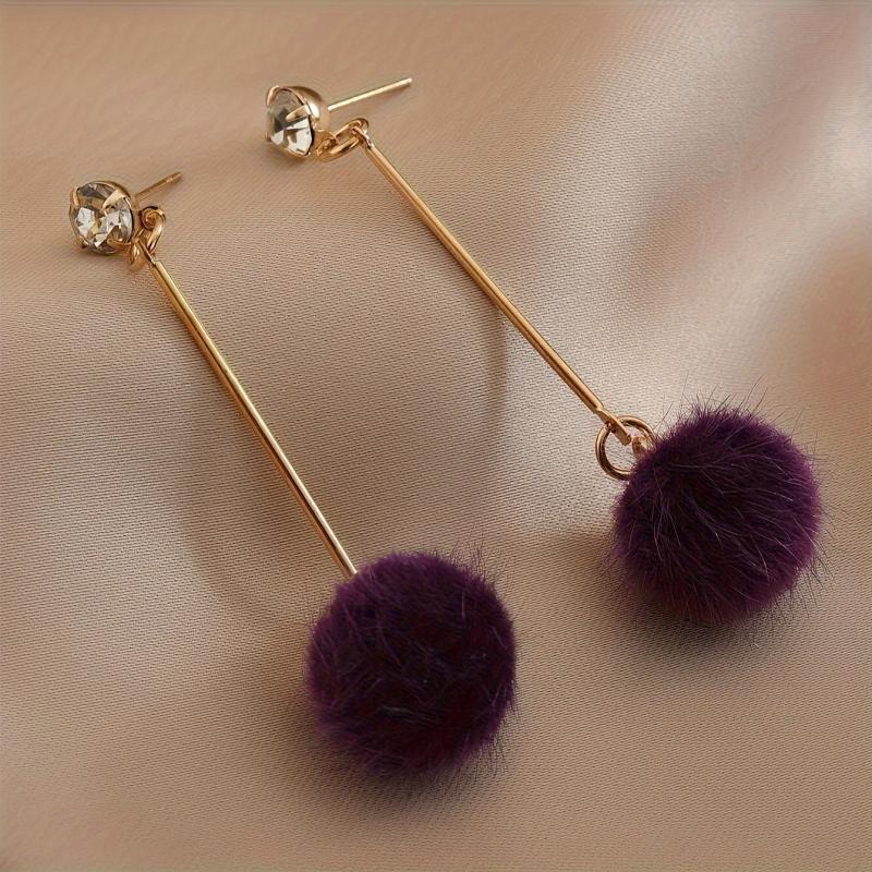 Plush Ball Earrings Party Jewelry Birthday Gift