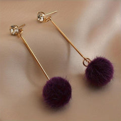 Plush Ball Earrings Party Jewelry Birthday Gift