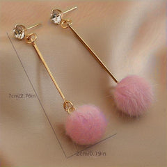 Plush Ball Earrings Party Jewelry Birthday Gift