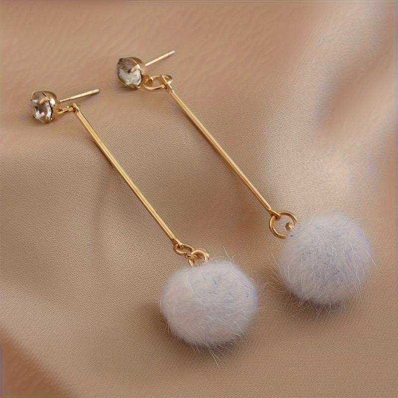 Plush Ball Earrings Party Jewelry Birthday Gift