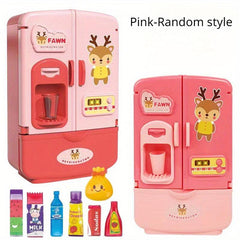Mini Double Door Refrigerator Toys Pretend Play Kitchen Accessories Gift