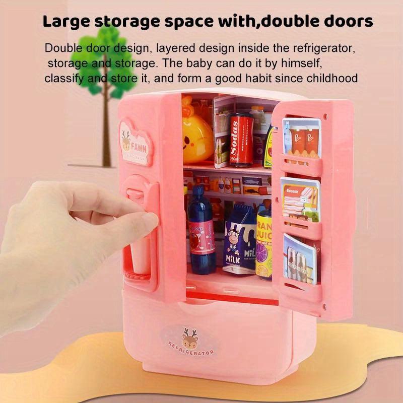 Mini Double Door Refrigerator Toys Pretend Play Kitchen Accessories Gift