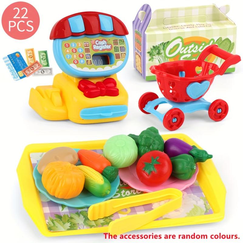 Mini Supermarket Cash Register Play House Shopping Cart Set Children's Toys