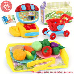Mini Supermarket Cash Register Play House Shopping Cart Set Children's Toys