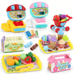 Mini Supermarket Cash Register Play House Shopping Cart Set Children's Toys
