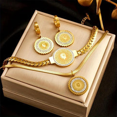 Stainless Steel Portrait Charm Jewelry Set