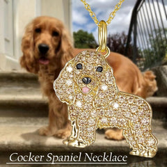 Cocker Spaniel Rhinestone Pet Pendant Necklace