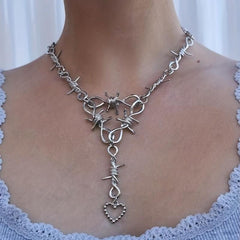 Sparkling Peach Heart Necklace for Hip Hop Style
