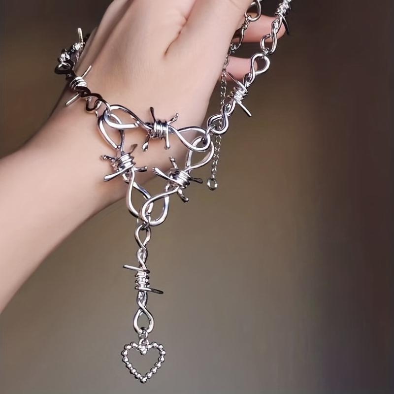 Sparkling Peach Heart Necklace for Hip Hop Style