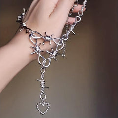 Sparkling Peach Heart Necklace for Hip Hop Style