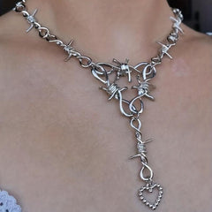 Sparkling Peach Heart Necklace for Hip Hop Style