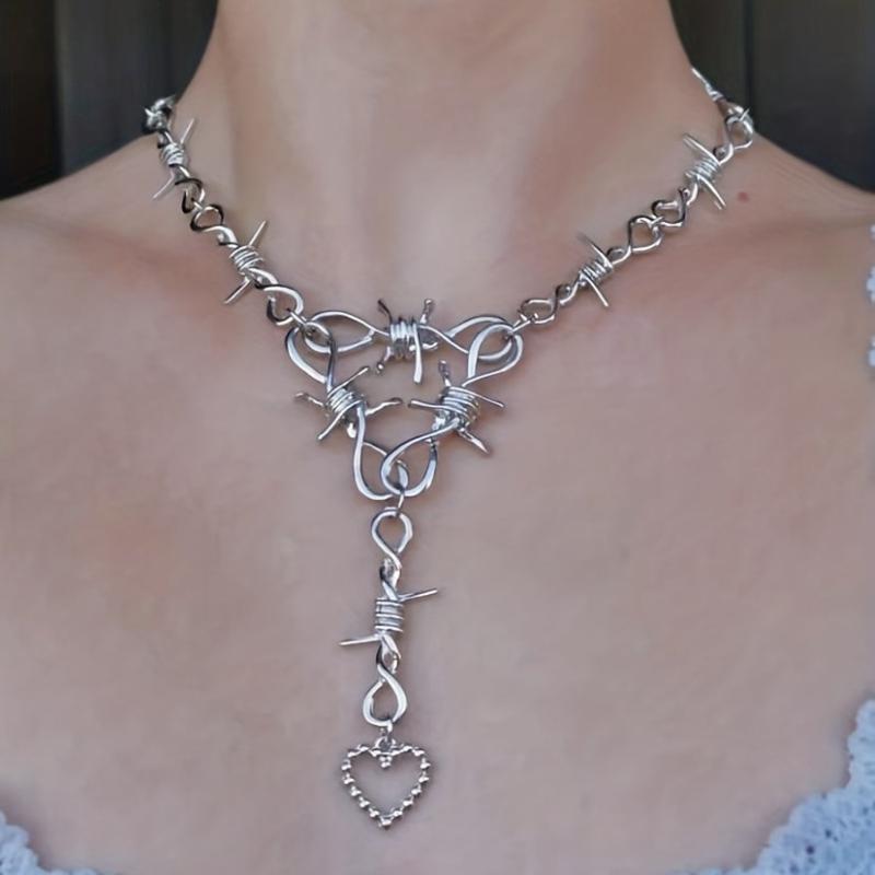 Sparkling Peach Heart Necklace for Hip Hop Style
