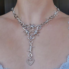 Sparkling Peach Heart Necklace for Hip Hop Style