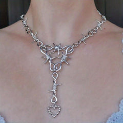 Sparkling Peach Heart Necklace for Hip Hop Style