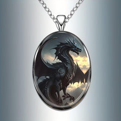 Dragon Round Pendant Necklace Hip Hop Animal Necklace Anniversary Gift