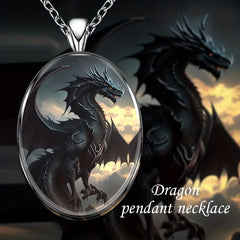 Dragon Round Pendant Necklace Hip Hop Animal Necklace Anniversary Gift