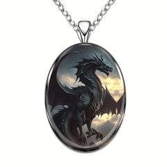 Dragon Round Pendant Necklace Hip Hop Animal Necklace Anniversary Gift