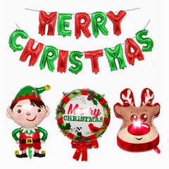 16 Inch Aluminum Film Merry Christmas Balloons Banner Red Green Theme