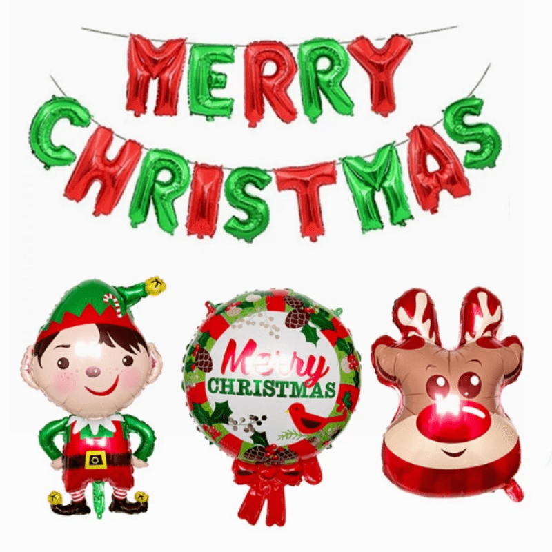 16 Inch Aluminum Film Merry Christmas Balloons Banner Red Green Theme