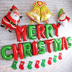 16 Inch Aluminum Film Merry Christmas Balloons Banner Red Green Theme