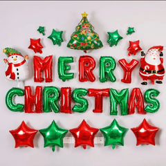 16 Inch Aluminum Film Merry Christmas Balloons Banner Red Green Theme
