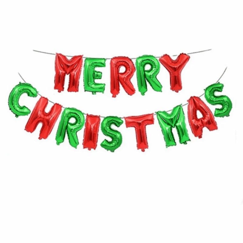 16 Inch Aluminum Film Merry Christmas Balloons Banner Red Green Theme
