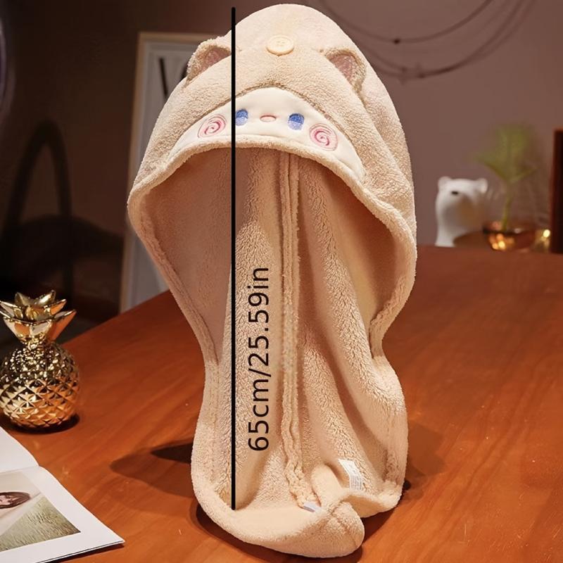 Hugging Cat Hair Drying Cap for Women Long Hair Quick Drying Bath Cap