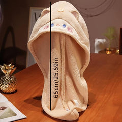 Hugging Cat Hair Drying Cap for Women Long Hair Quick Drying Bath Cap