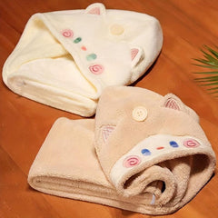 Hugging Cat Hair Drying Cap for Women Long Hair Quick Drying Bath Cap