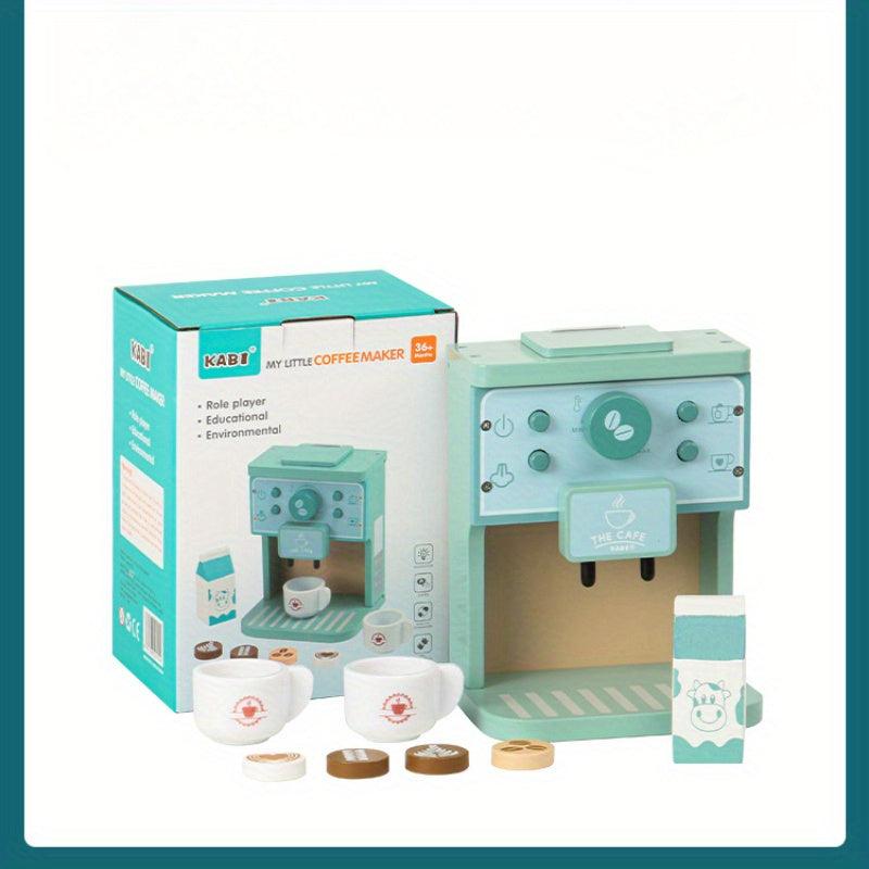 Wooden Coffee Machine Toy Set for Kids Pretend Play