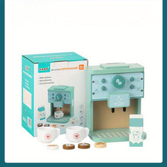 Wooden Coffee Machine Toy Set for Kids Pretend Play