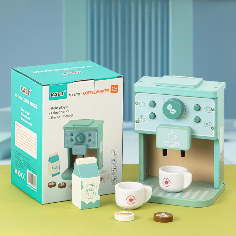 Wooden Coffee Machine Toy Set for Kids Pretend Play